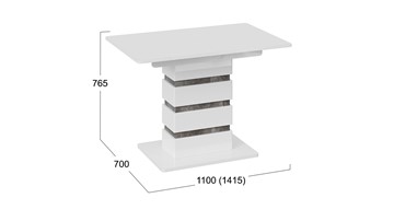Кухонный стол раскладной Мадейра тип 1 (Белый глянец/Ателье темный) в Перми - предосмотр 5