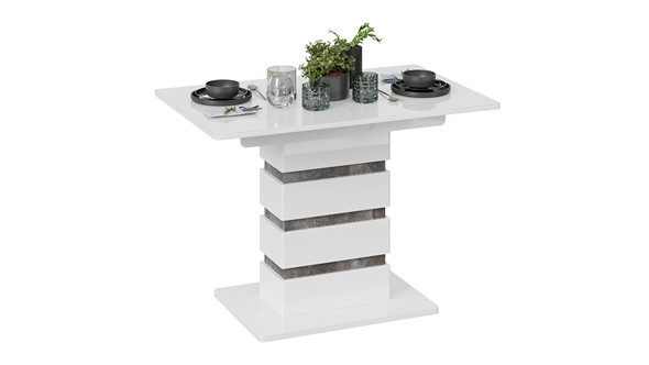 Кухонный стол раскладной Мадейра тип 1 (Белый глянец/Ателье темный) в Березниках - изображение