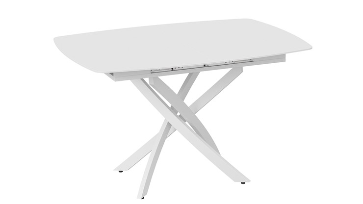 Обеденный раздвижной стол Манхеттен Т1 (Белый муар/Стекло матовое белое) в Перми - изображение 2