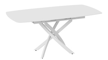 Обеденный раздвижной стол Манхеттен Т1 (Белый муар/Стекло матовое белое) в Перми - предосмотр 5