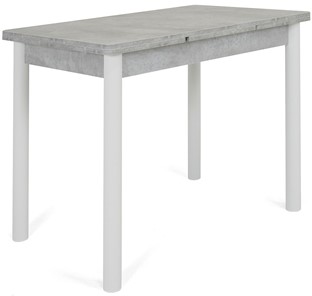 Обеденный раздвижной стол Милан-1 EVO, ноги металлические белые, светлый цемент в Перми - предосмотр