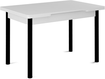 Стол раздвижной Милан-1 EVO, ноги металлические черные, белый цемент в Чайковском