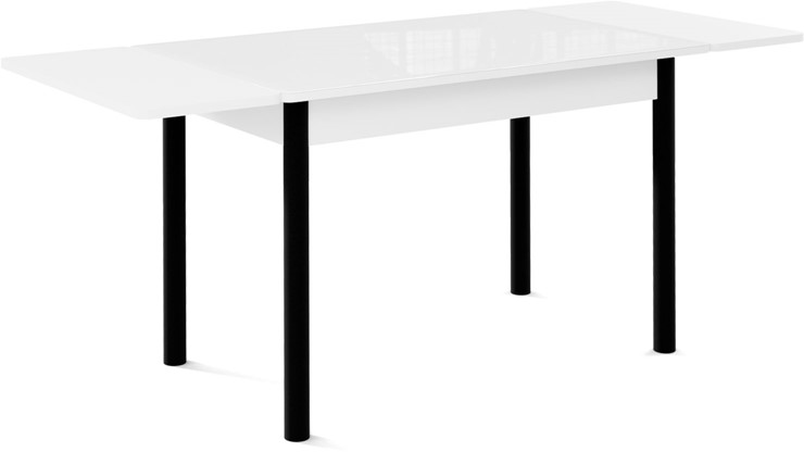 Стол раздвижной Милан-1 EVO, ноги металлические черные, стекло белое/серый в Перми - изображение 1