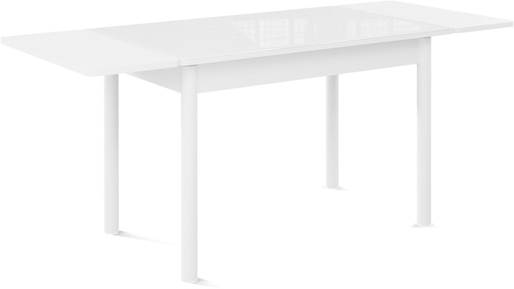 Кухонный стол раскладной Милан-2 EVO, ноги белые, стекло белое/белый в Перми - изображение 1