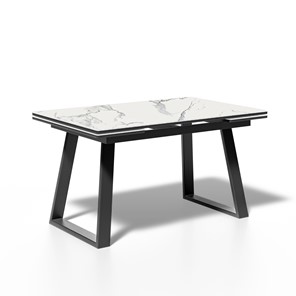 Кухонный раздвижной стол ML1400 (черный/керамика мрамор белый) в Перми