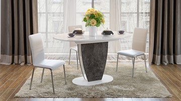 Кухонный раздвижной стол Монреаль тип 1 (Белый глянец/Моод темный) в Перми - предосмотр 2