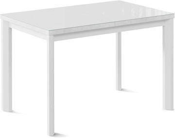 Обеденный раздвижной стол Нагано-1G (ноги металлические белые, стекло cristal/белый цемент) в Соликамске