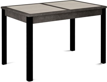 Обеденный раздвижной стол Ницца-1 ПЛ (ноги черные, плитка бежевая/серый камень) в Чайковском