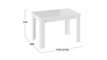 Стол раздвижной Норман тип 1, цвет Белый/Стекло белый глянец в Соликамске - предосмотр 2