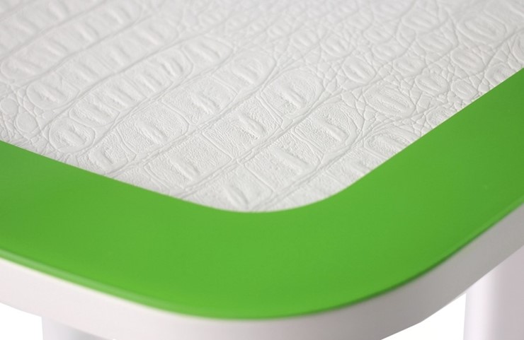 Кухонный стол раскладной ПГ-01 СТК, белый/зеленый/крокодил белый/белый в Перми - изображение 1
