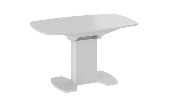 Обеденный раздвижной стол Портофино (СМ(ТД)-105.02.11(1)), цвет Белый глянец/Стекло белое в Перми - изображение