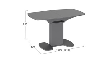 Кухонный стол раскладной Портофино (СМ(ТД)-105.02.11(1)), цвет Серое/Стекло серое матовое LUX в Перми - предосмотр 1