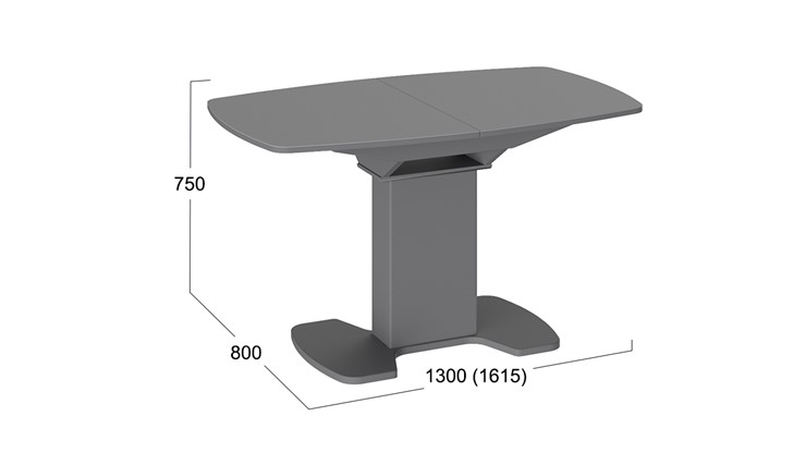 Кухонный стол раскладной Портофино (СМ(ТД)-105.02.11(1)), цвет Серое/Стекло серое матовое LUX в Березниках - изображение 1