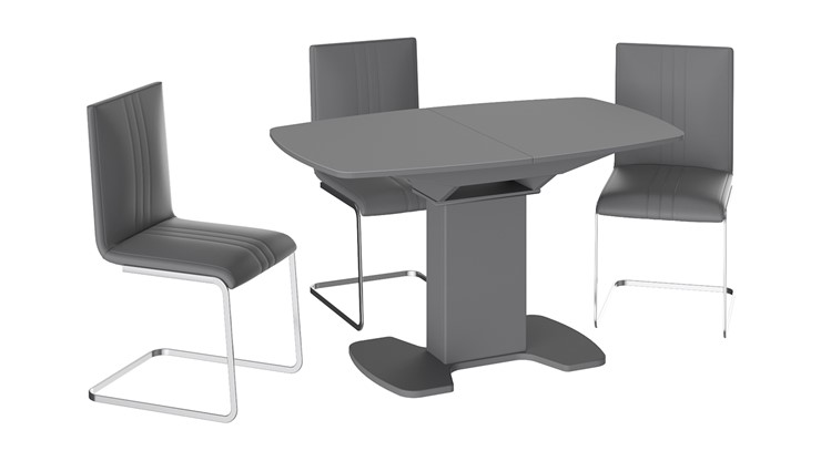 Кухонный стол раскладной Портофино (СМ(ТД)-105.02.11(1)), цвет Серое/Стекло серое матовое LUX в Перми - изображение 2