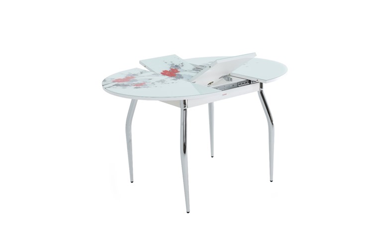 Раздвижной стол Ривьера - Круг, ноги метал. крашеные №24, ФП (Цветы №11) в Перми - изображение 2