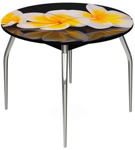 Раздвижной стол Ривьера - Круг, ноги метал. крашеные №24, ФП (Цветы №11) в Кунгуре