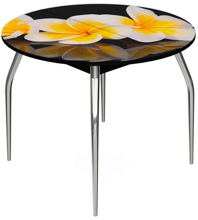 Раздвижной стол Ривьера - Круг, ноги метал. крашеные №24, ФП (Цветы №11) в Перми - изображение