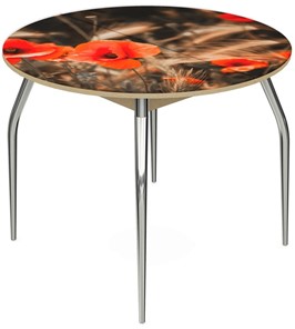 Раздвижной стол Ривьера - Круг, ноги метал. крашеные №24, ФП (Цветы №38) в Кунгуре