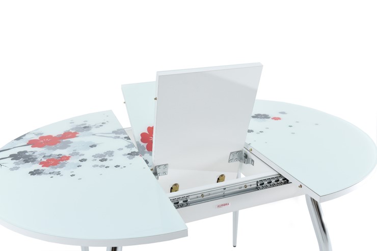 Кухонный раскладной стол Ривьера - Круг, ноги метал. крашеные №24, ФП (Цветы №45) в Перми - изображение 3