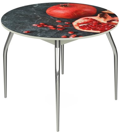 Кухонный раздвижной стол Ривьера - Круг, ноги метал. крашеные №24, ФП (Фрукты №31) в Перми - изображение