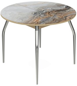 Обеденный раздвижной стол Ривьера - Круг, ноги метал. крашеные №24, ФП (Мрамор №29) в Перми