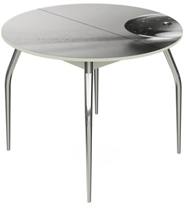 Кухонный стол раскладной Ривьера - Круг, ноги метал. крашеные №24, ФП (Текстура №24) в Кунгуре