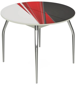 Кухонный раздвижной стол Ривьера - Круг, ноги метал. крашеные №24, ФП (Текстура №46) в Березниках