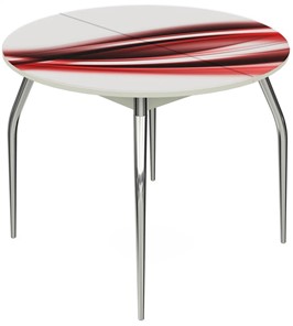 Кухонный стол раздвижной Ривьера - Круг, ноги метал. крашеные №24, ФП (Текстура №50) в Березниках