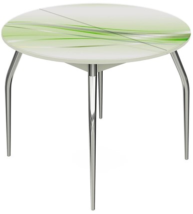 Кухонный раздвижной стол Ривьера - Круг, ноги метал. крашеные №24, ФП (Текстура №60) в Перми - изображение