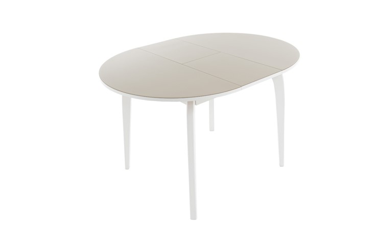 Кухонный стол раздвижной Ривьера исп. круг хром №5 (стекло белое/белый) в Перми - изображение 2
