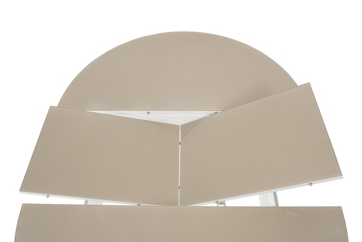 Кухонный стол раздвижной Ривьера исп. круг хром №5 (стекло белое/белый) в Перми - изображение 4