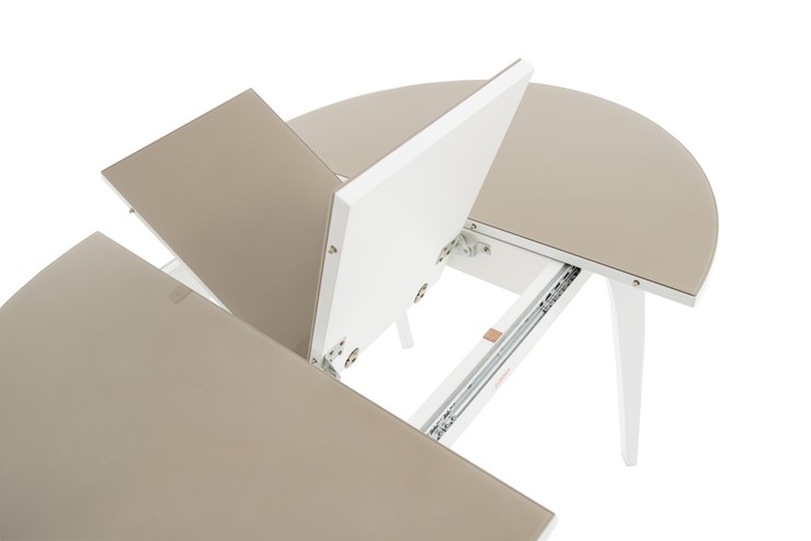 Кухонный стол раздвижной Ривьера исп. круг хром №5 (стекло белое/белый) в Перми - изображение 5