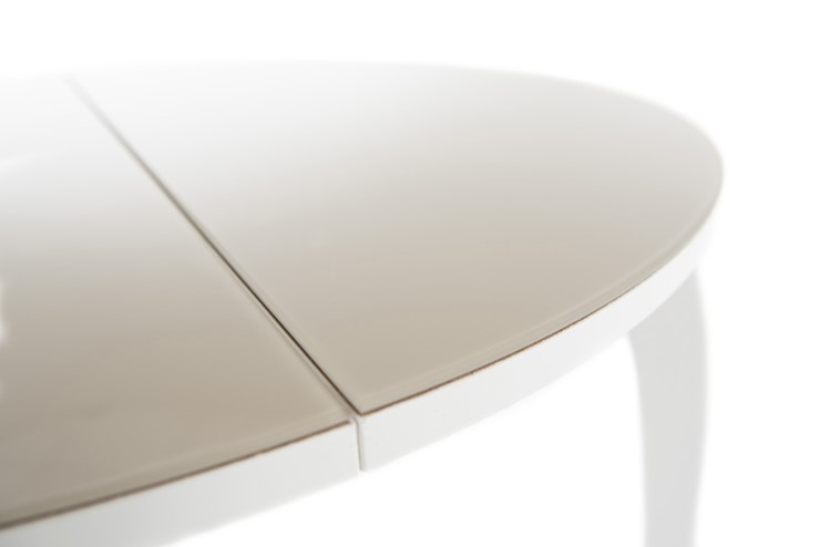 Кухонный стол раздвижной Ривьера исп. круг хром №5 (стекло белое/белый) в Перми - изображение 6