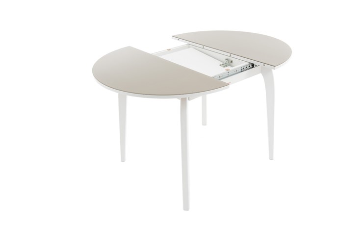 Кухонный стол раздвижной Ривьера исп. круг хром №5 (стекло белое/белый) в Перми - изображение 7