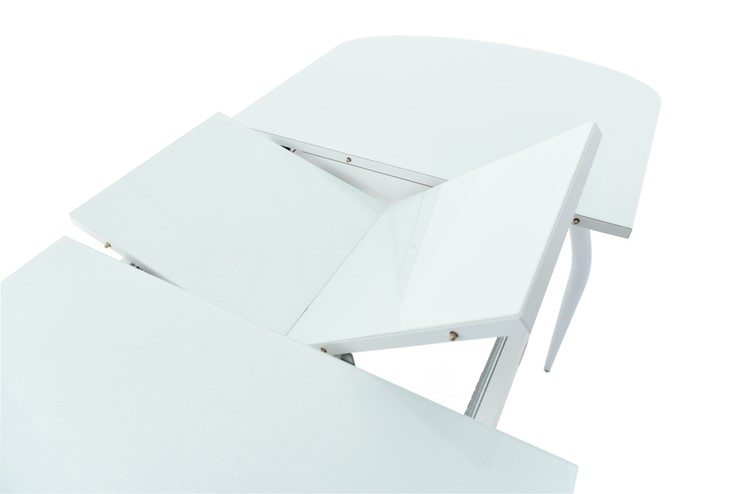 Кухонный стол раскладной Ривьера исп.1 хром №5 (стекло белое/черный) в Перми - изображение 3