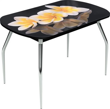 Кухонный раздвижной стол Ривьера исп.1 ноги метал. крашеные №24 Фотопечать (Цветы №11) в Перми - изображение