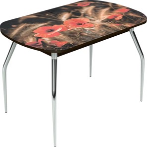 Раздвижной стол Ривьера исп.1 ноги метал. крашеные №24 Фотопечать (Цветы №38) в Перми