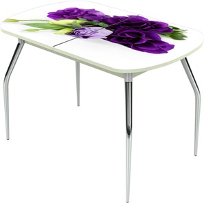 Кухонный стол раскладной Ривьера исп.1 ноги метал. крашеные №24 Фотопечать (Цветы №46) в Перми