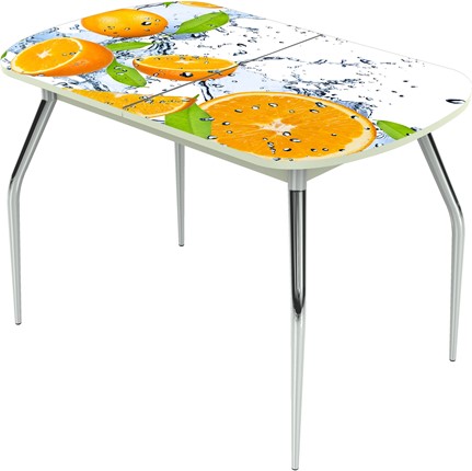 Кухонный стол раскладной Ривьера исп.1 ноги метал. крашеные №24 Фотопечать (Фрукты №16) в Перми - изображение