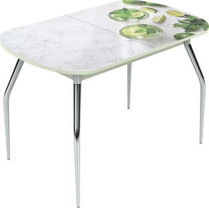 Раздвижной стол Ривьера исп.1 ноги метал. крашеные №24 Фотопечать (Фрукты №28) в Перми - изображение