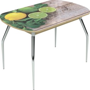 Кухонный раздвижной стол Ривьера исп.1 ноги метал. крашеные №24 Фотопечать (Фрукты №33) в Перми
