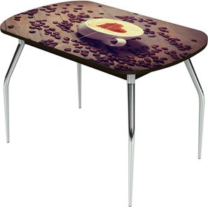 Кухонный стол раскладной Ривьера исп.1 ноги метал. крашеные №24 Фотопечать (Кофе №20) в Перми
