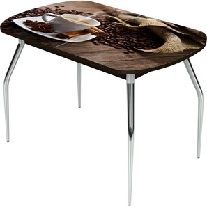 Обеденный раздвижной стол Ривьера исп.1 ноги метал. крашеные №24 Фотопечать (Кофе №22) в Кунгуре