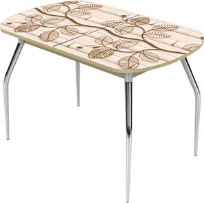 Обеденный овальный стол Ривьера исп.2 ноги метал. крашеные №24 Фотопечать (Дерево №13) в Перми