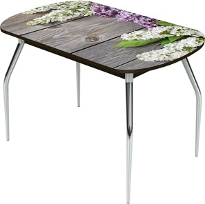Овальный стол на кухню Ривьера исп.2 ноги метал. крашеные №24 Фотопечать (Дерево №2) в Перми