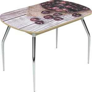 Кухонный стол раскладной Ривьера исп.2 ноги метал. крашеные №24 Фотопечать (Фрукты №29) в Перми