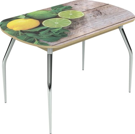 Кухонный раскладной стол Ривьера исп.2 ноги метал. крашеные №24 Фотопечать (Фрукты №33) в Перми - изображение