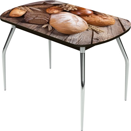 Кухонный стол раскладной Ривьера исп.2 ноги метал. крашеные №24 Фотопечать (Хлеб №1) в Перми - изображение