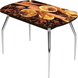 Обеденный раздвижной стол Ривьера исп.2 ноги метал. крашеные №24 Фотопечать (Кофе №28) в Перми