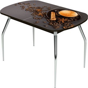 Кухонный стол раздвижной Ривьера исп.2 ноги метал. крашеные №24 Фотопечать (Кофе №5) в Перми